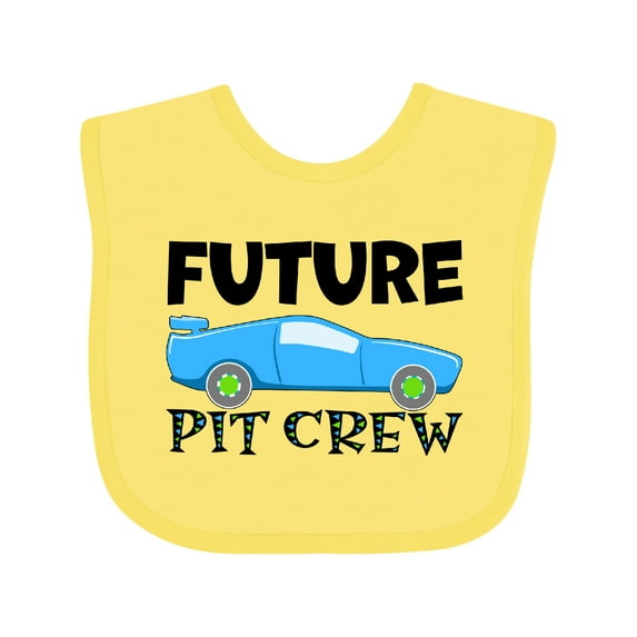 Inktastic Future Pit Crew Blue Race Car Boys or Girls Baby Bib