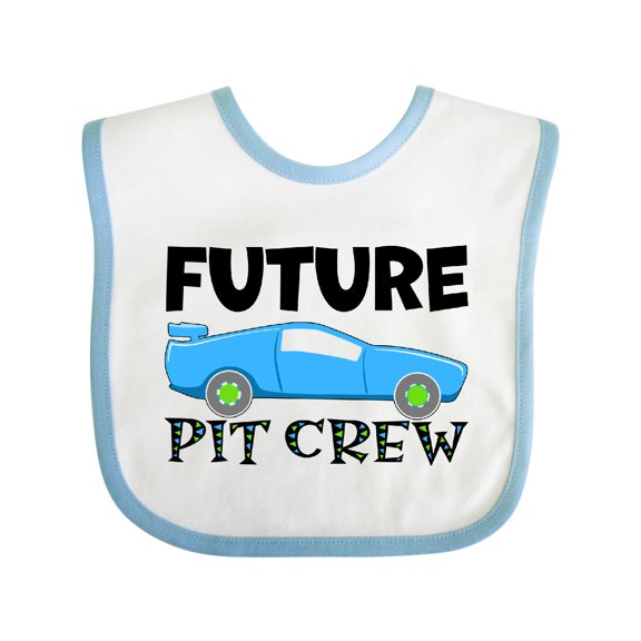 Inktastic Future Pit Crew Blue Race Car Boys or Girls Baby Bib