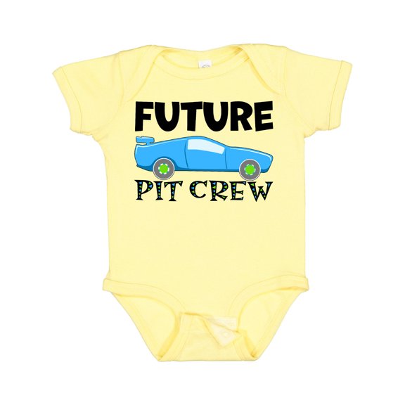 Inktastic Future Pit Crew Blue Race Car Boys or Girls Baby Bodysuit