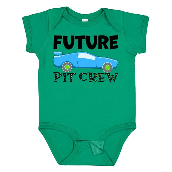Inktastic Future Pit Crew Blue Race Car Boys or Girls Baby Bodysuit
