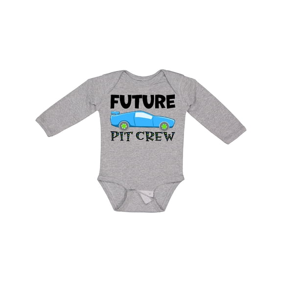 Inktastic Future Pit Crew Blue Race Car Boys or Girls Long Sleeve Baby Bodysuit