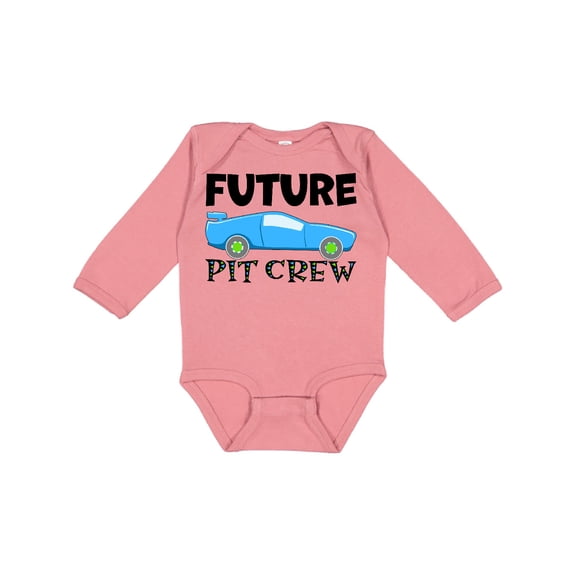Inktastic Future Pit Crew Blue Race Car Boys or Girls Long Sleeve Baby Bodysuit