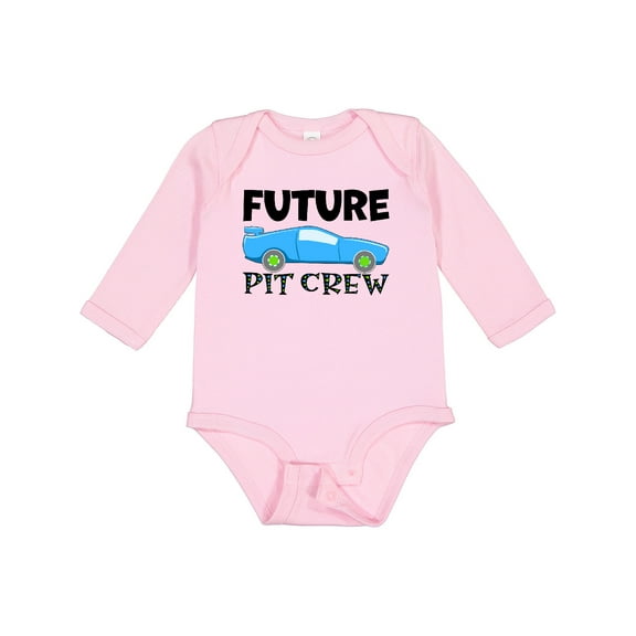 Inktastic Future Pit Crew Blue Race Car Boys or Girls Long Sleeve Baby Bodysuit