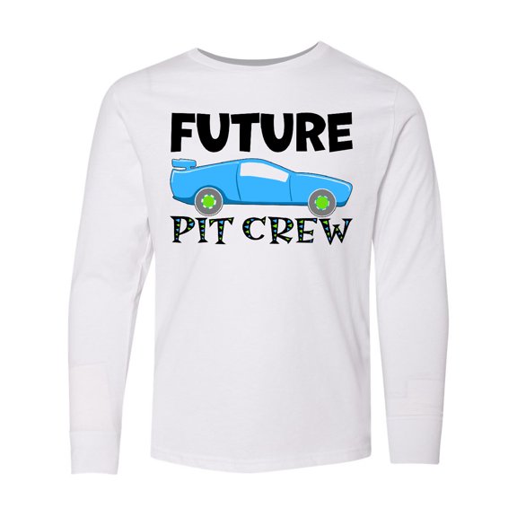 Inktastic Future Pit Crew Blue Race Car Long Sleeve Youth T-Shirt