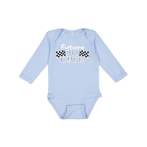 Inktastic Future Pit Crew Racing Flags Boys or Girls Long Sleeve Baby Bodysuit