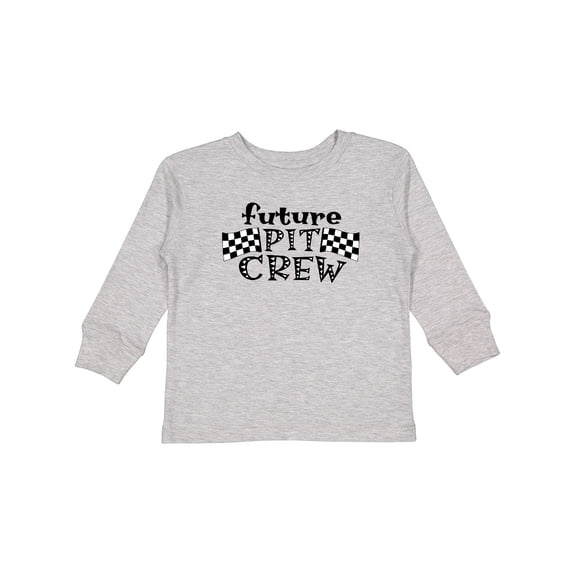 Inktastic Future Pit Crew Racing Flags Boys or Girls Long Sleeve Toddler T-Shirt