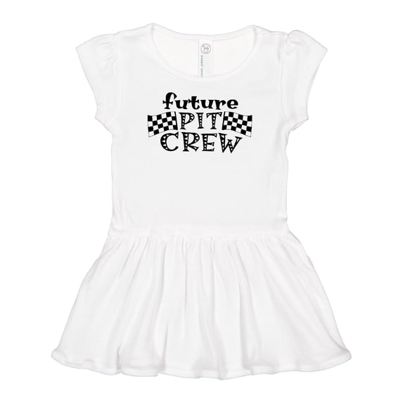Inktastic Future Pit Crew Racing Flags Girls Baby Dress