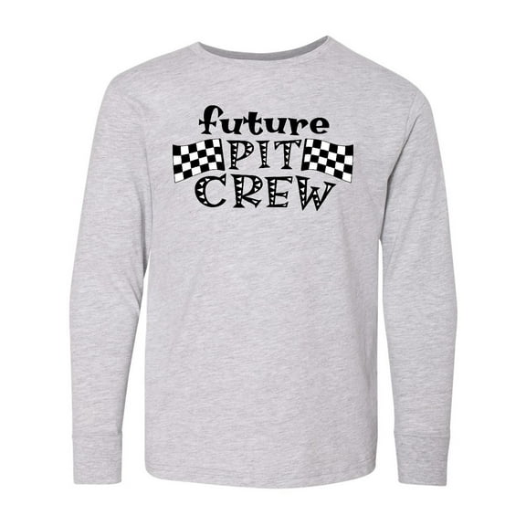 Inktastic Future Pit Crew Racing Flags Long Sleeve Youth T-Shirt