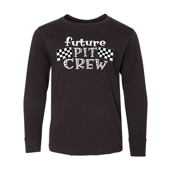 Inktastic Future Pit Crew Racing Flags Long Sleeve Youth T-Shirt
