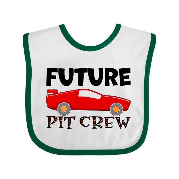 Inktastic Future Pit Crew Red Race Car Boys or Girls Baby Bib