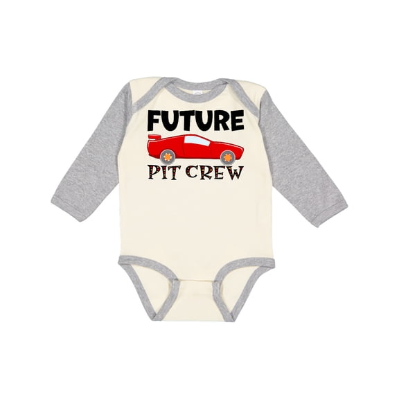 Inktastic Future Pit Crew Red Race Car Boys or Girls Long Sleeve Baby Bodysuit