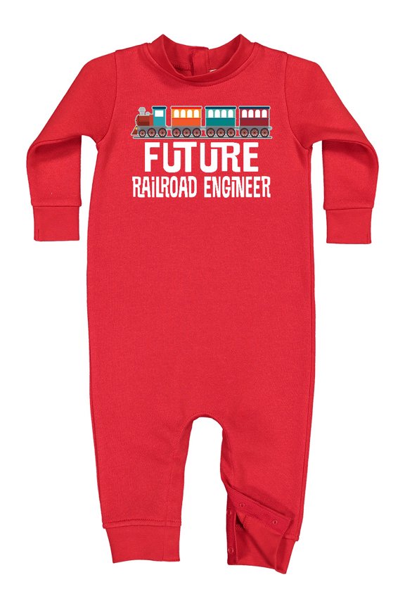 Future Railroad Engineer Train Baby Fleece Romper