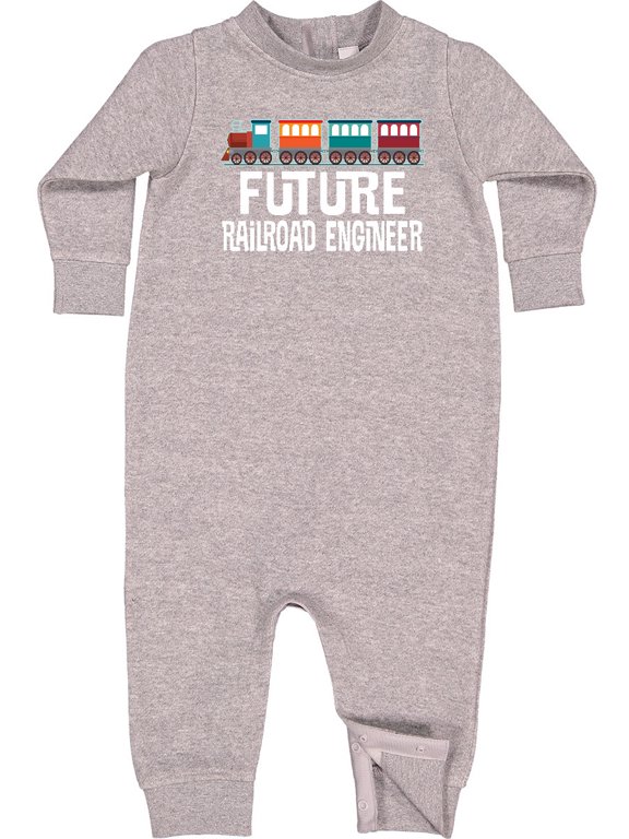 Future Railroad Engineer Train Baby Fleece Romper
