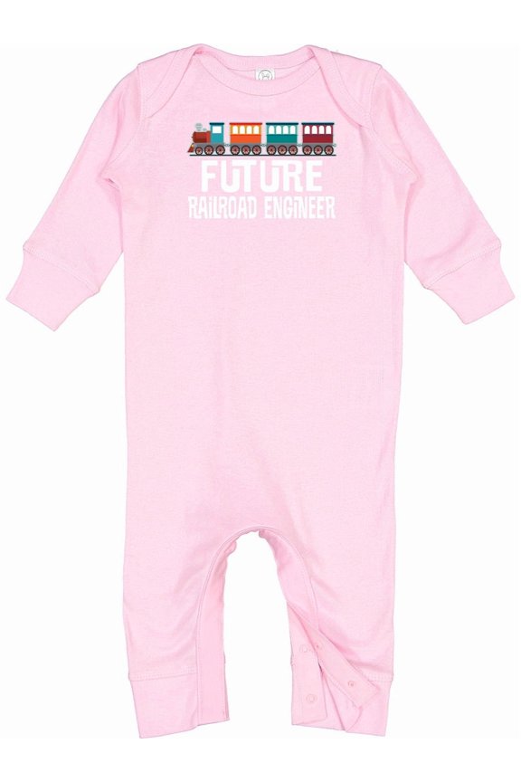 Future Railroad Engineer Train Baby Romper Coveralls