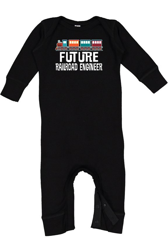 Future Railroad Engineer Train Baby Romper Coveralls