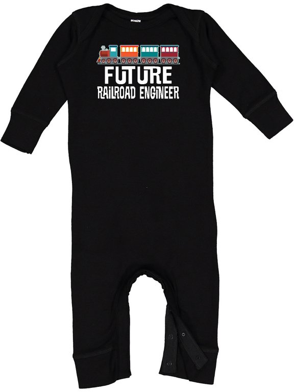Future Railroad Engineer Train Baby Romper Coveralls