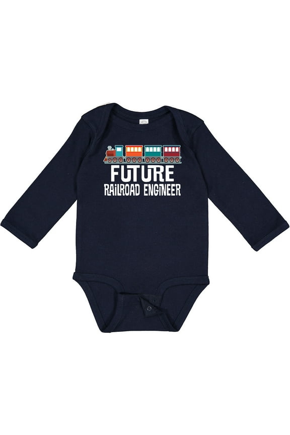 Future Railroad Engineer Train Boys or Girls Long Sleeve Baby Bodysuit