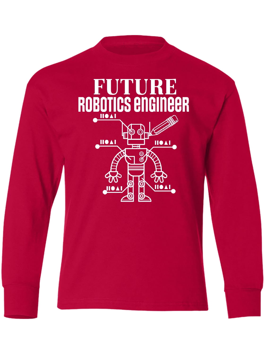 Robotics Merch Inktastic Future Robotics Engineer Robot Long Sleeve Youth T-Shirt ...
