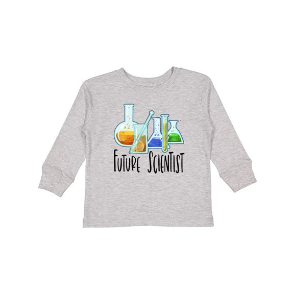 Inktastic Future Scientist with Beakers, Test Tubes and Formulas Boys or Girls Long Sleeve Toddler T-Shirt
