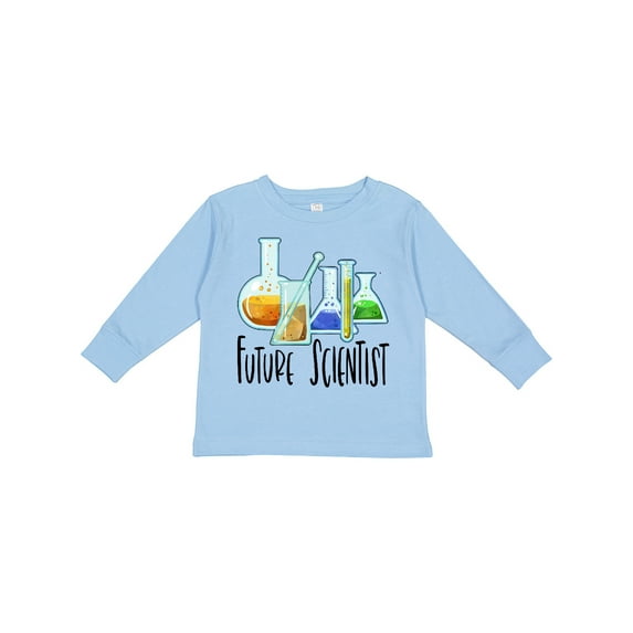 Inktastic Future Scientist with Beakers, Test Tubes and Formulas Boys or Girls Long Sleeve Toddler T-Shirt