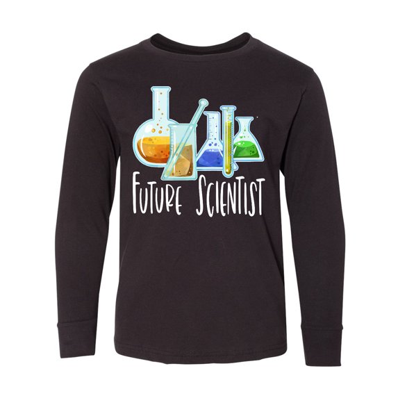 Inktastic Future Scientist with Beakers, Test Tubes and Formulas Long Sleeve Youth T-Shirt