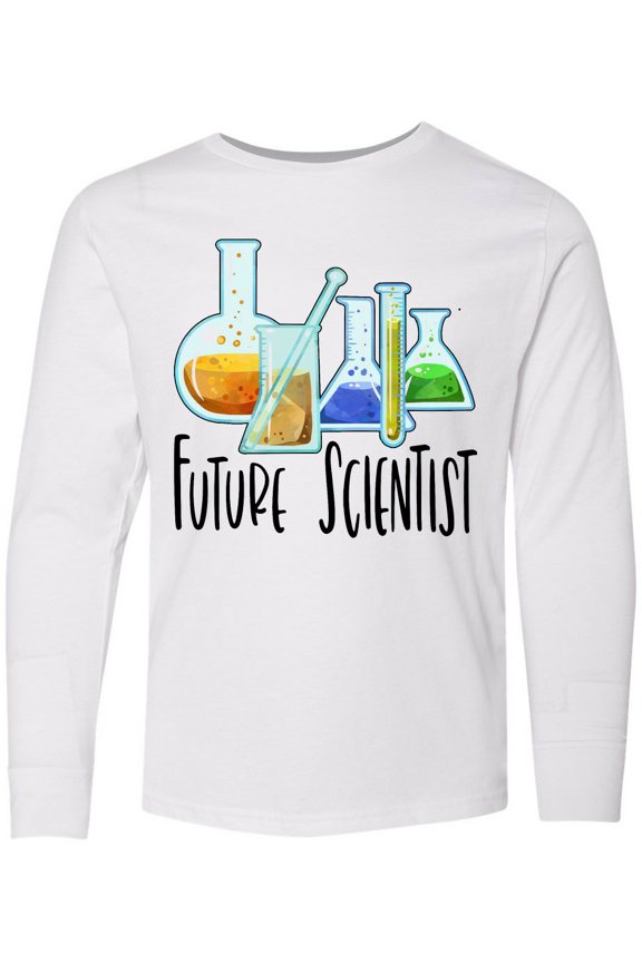Future Scientist with Beakers, Test Tubes and Formulas Long Sleeve Youth T-Shirt