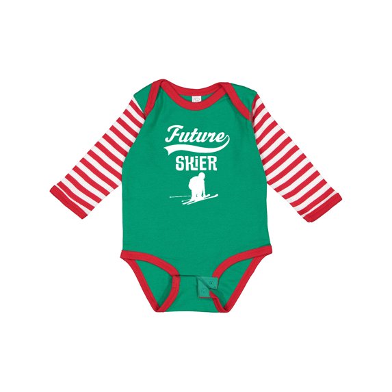 Inktastic Future Skier Childs Skiing Boys or Girls Long Sleeve Baby Bodysuit