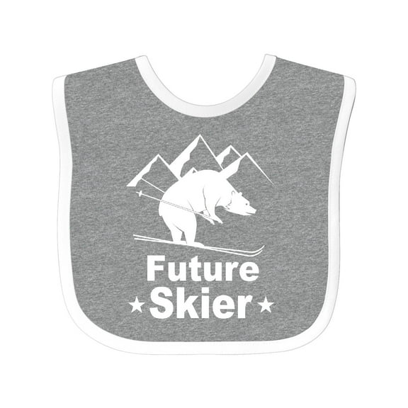 Inktastic Future Skier Funny Skiing Bear Boys or Girls Baby Bib