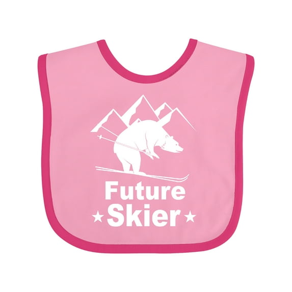 Inktastic Future Skier Funny Skiing Bear Boys or Girls Baby Bib