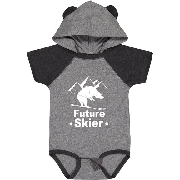 Inktastic Future Skier Funny Skiing Bear Boys or Girls Baby Bodysuit