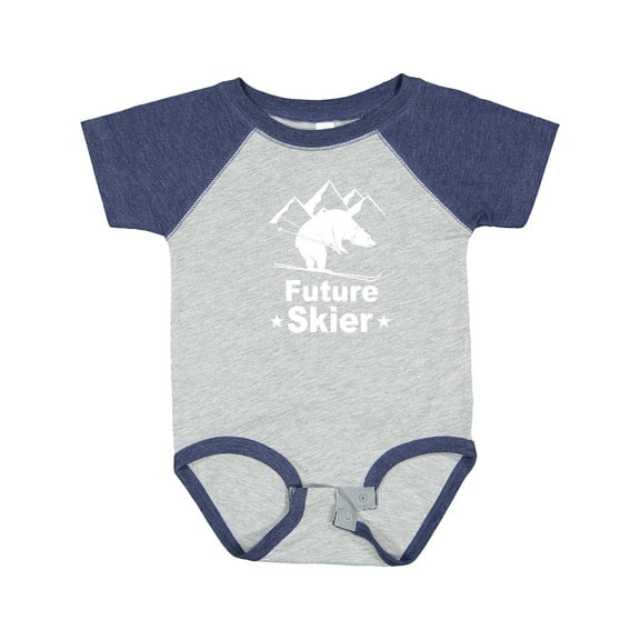 Inktastic Future Skier Funny Skiing Bear Boys or Girls Baby Bodysuit