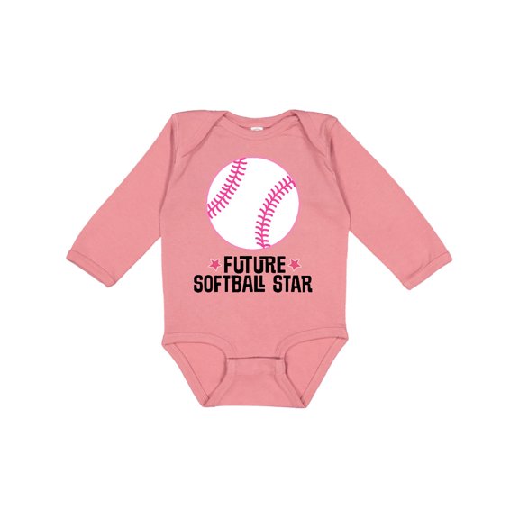 Inktastic Future Softball Star Sports Girls Long Sleeve Baby Bodysuit