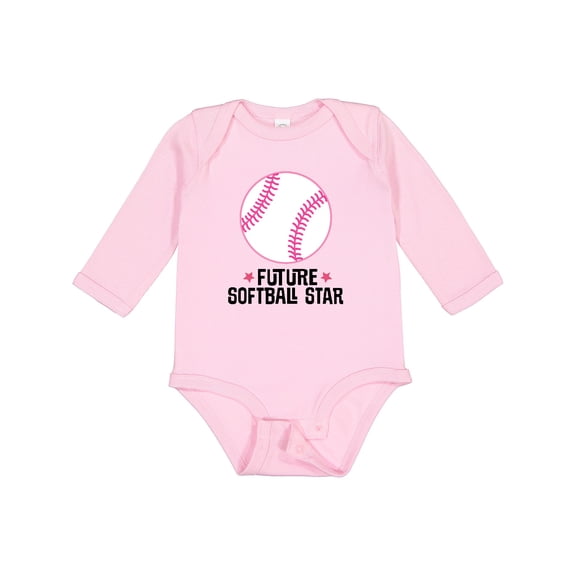 Inktastic Future Softball Star Sports Girls Long Sleeve Baby Bodysuit