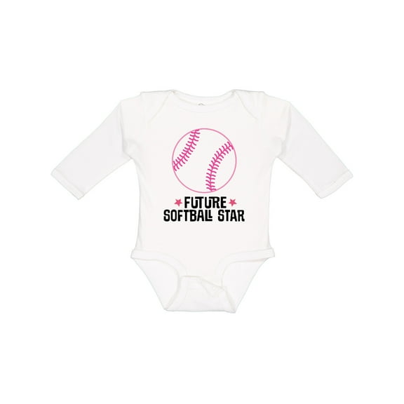 Inktastic Future Softball Star Sports Girls Long Sleeve Baby Bodysuit