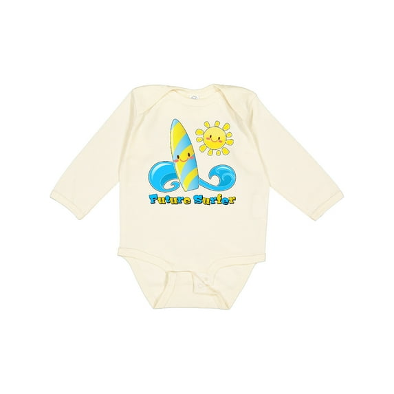 Inktastic Future Surfer- Surfboard and Sun Boys or Girls Long Sleeve Baby Bodysuit