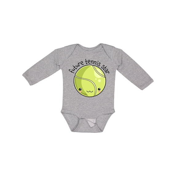 Inktastic Future Tennis Star- Cute Tennis Ball Boys or Girls Long Sleeve Baby Bodysuit