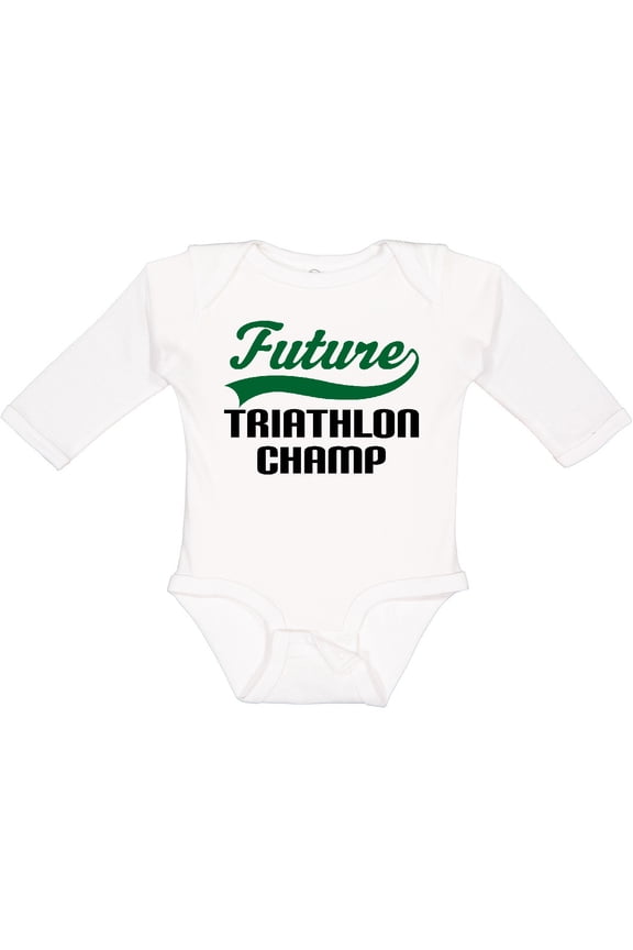 Future Triathlon Champ Boys Long Sleeve Baby Bodysuit
