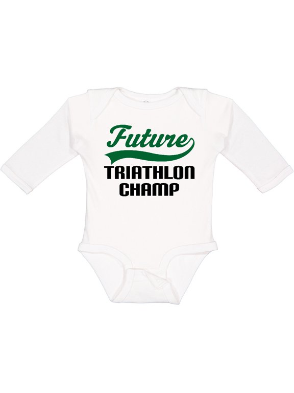 Future Triathlon Champ Boys Long Sleeve Baby Bodysuit