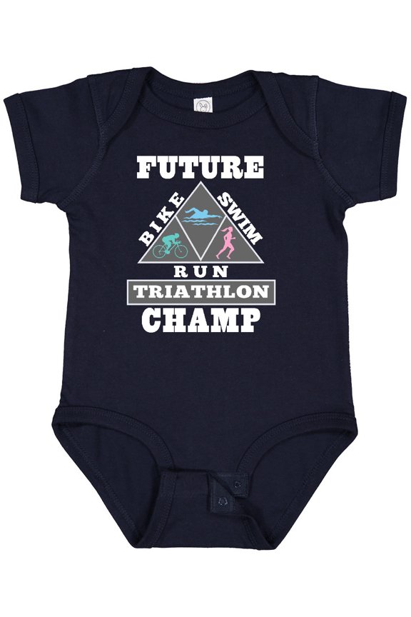 Future Triathlon Champ Run Swim Boys or Girls Baby Bodysuit