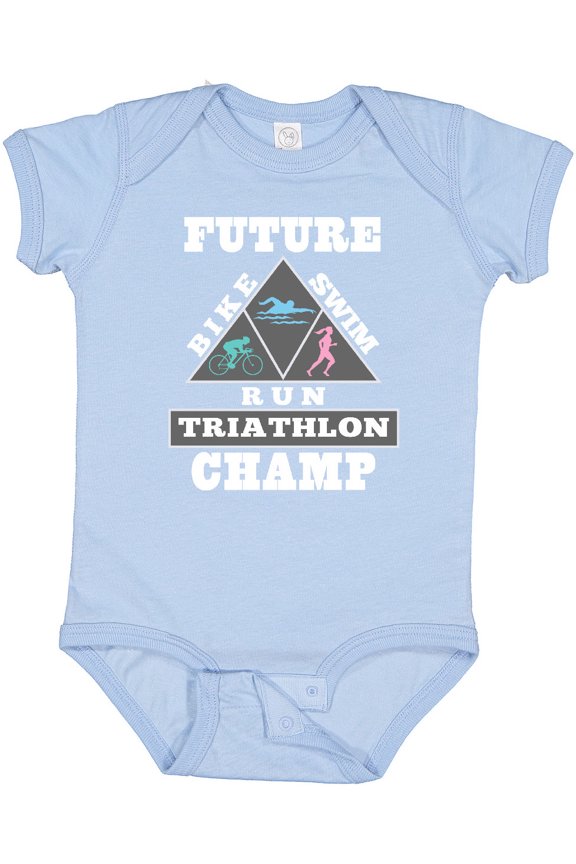 Future Triathlon Champ Run Swim Boys or Girls Baby Bodysuit