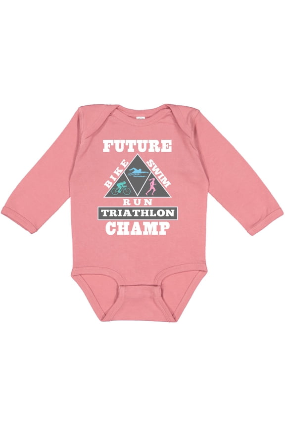 Future Triathlon Champ Run Swim Boys or Girls Long Sleeve Baby Bodysuit