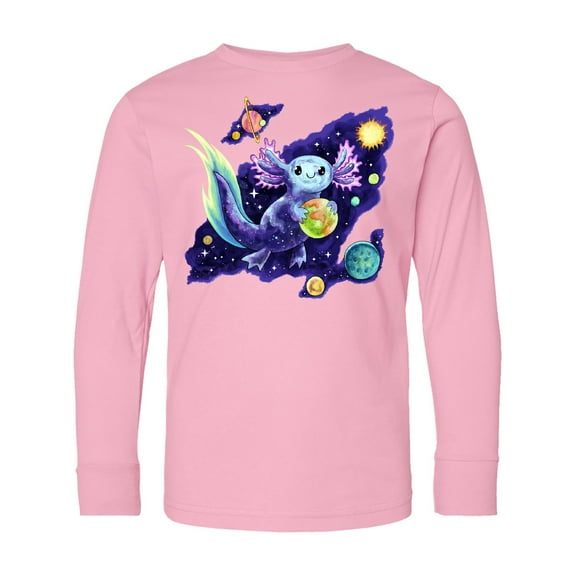 Inktastic Galaxolotl Cute Purple Space Axolotl Galaxy Design Long Sleeve Youth T-Shirt