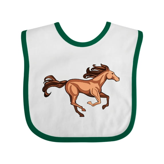 Inktastic Galloping Brown Horse-stylized Illustration Boys or Girls Baby Bib