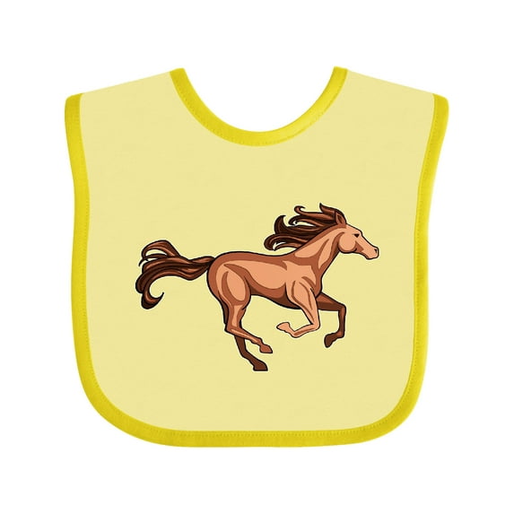 Inktastic Galloping Brown Horse-stylized Illustration Boys or Girls Baby Bib
