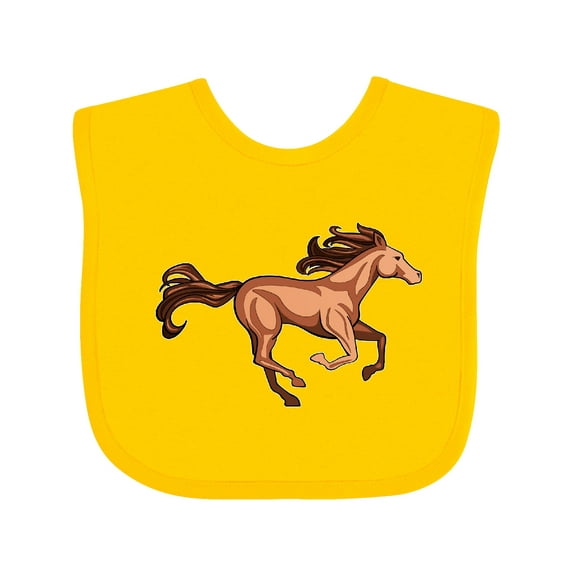 Inktastic Galloping Brown Horse-stylized Illustration Boys or Girls Baby Bib