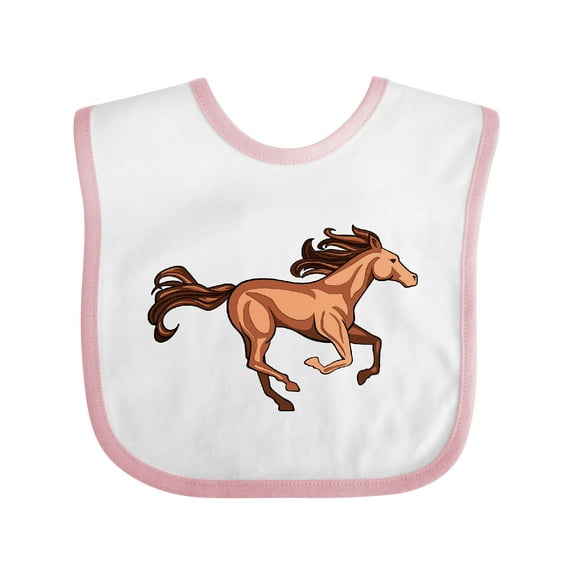 Inktastic Galloping Brown Horse-stylized Illustration Boys or Girls Baby Bib