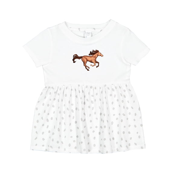 Inktastic Galloping Brown Horse-stylized Illustration Girls Baby Dress