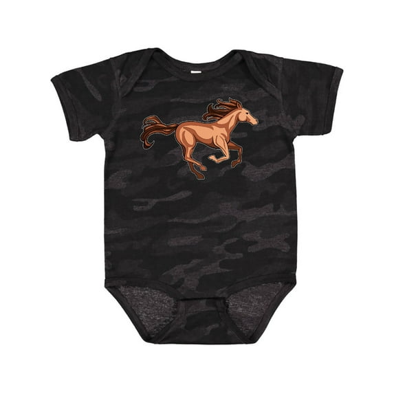 Inktastic Galloping Brown Horse-stylized illustration Boys or Girls Baby Bodysuit