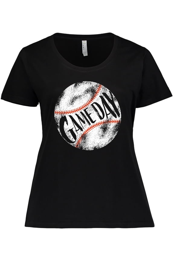 Game Day Distressed Baseball Women's Plus Size T-Shirt