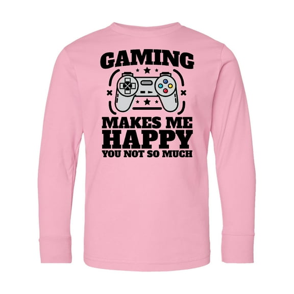 Inktastic Gaming Makes Me Happy Long Sleeve Youth T-Shirt